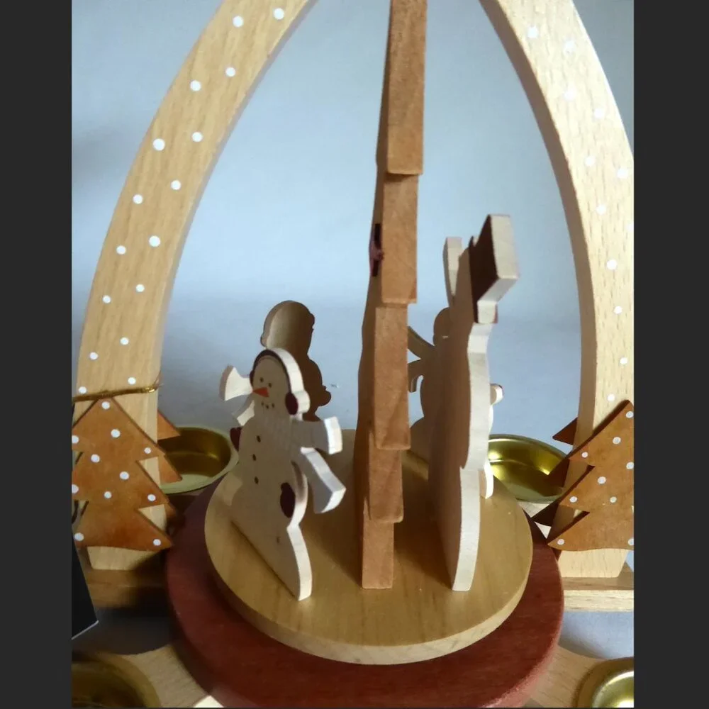 NEW 11” ERZGEBIRGISCHE VOLKSKUNST RICHARD GLASSER WOOD CHRISTMAS PYRAMID SNOWMAN - Picture 7 of 14